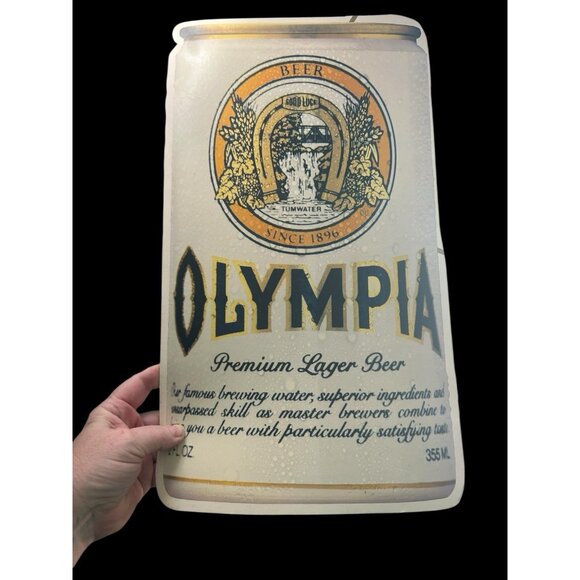 Olympia Beer Can Cardboard Store Sign USA Large Vintage 9.5" x 16" Breweriana - Picture 2 of 5